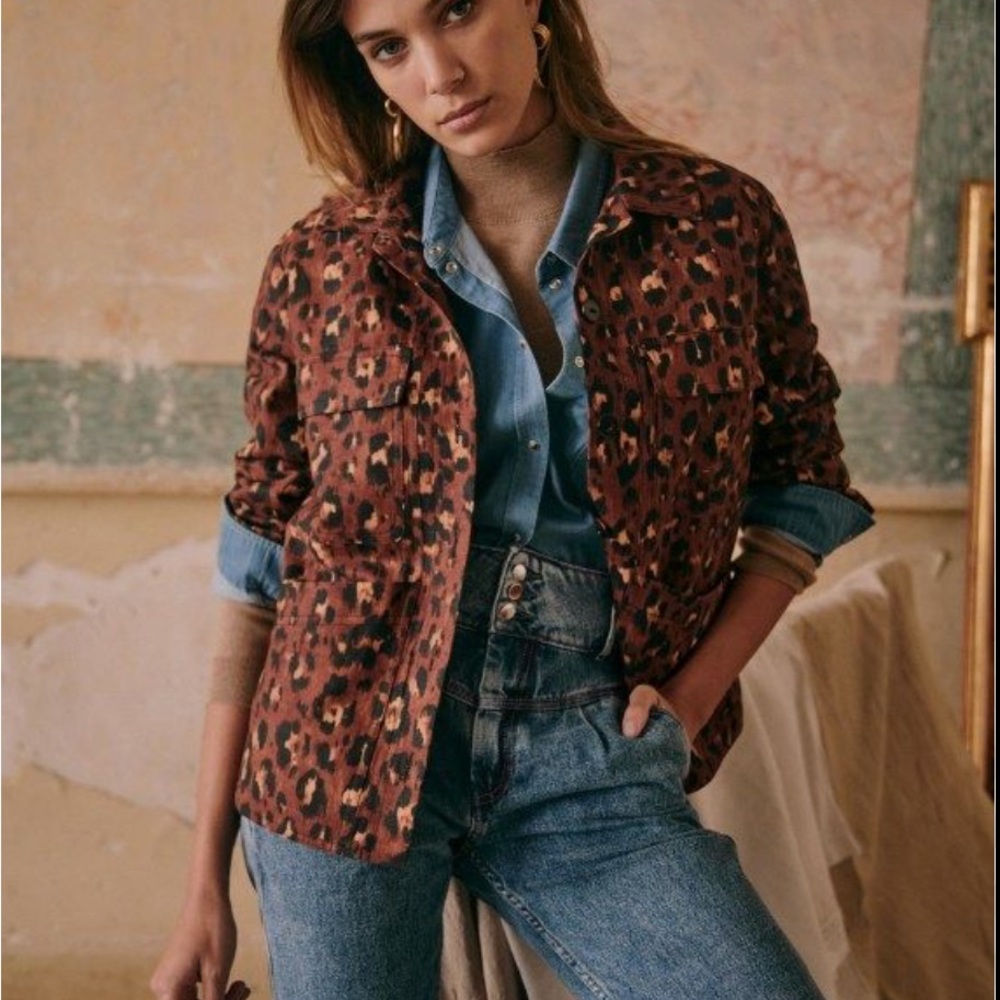 Sézane Willa jacket in leopard print - size small